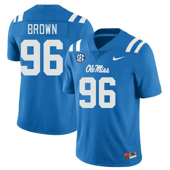 Ole Miss Rebels #96 Jamarious Brown College Football Jerseyes Stitched Sale-Powder Blue